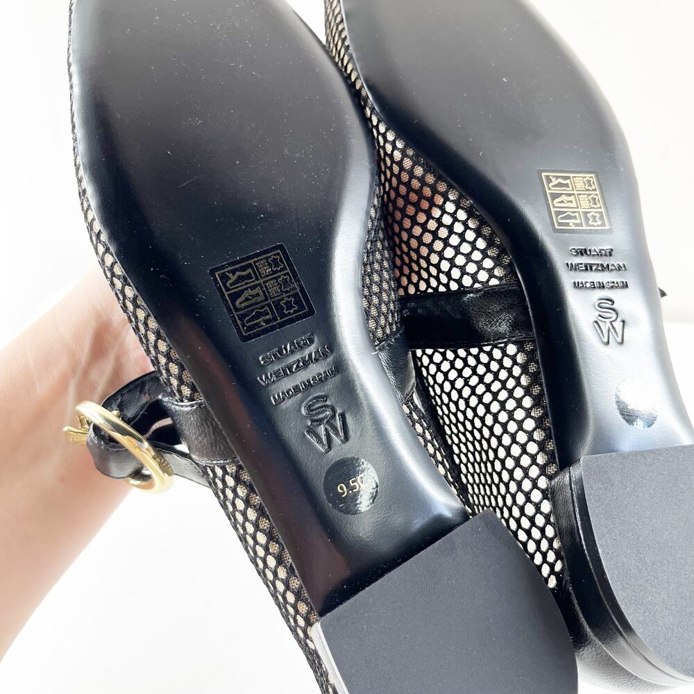 Stuart Weitzman Arabella Mesh Mary Jane Ballet Flats Black 9.5 - Picture 6 of 10